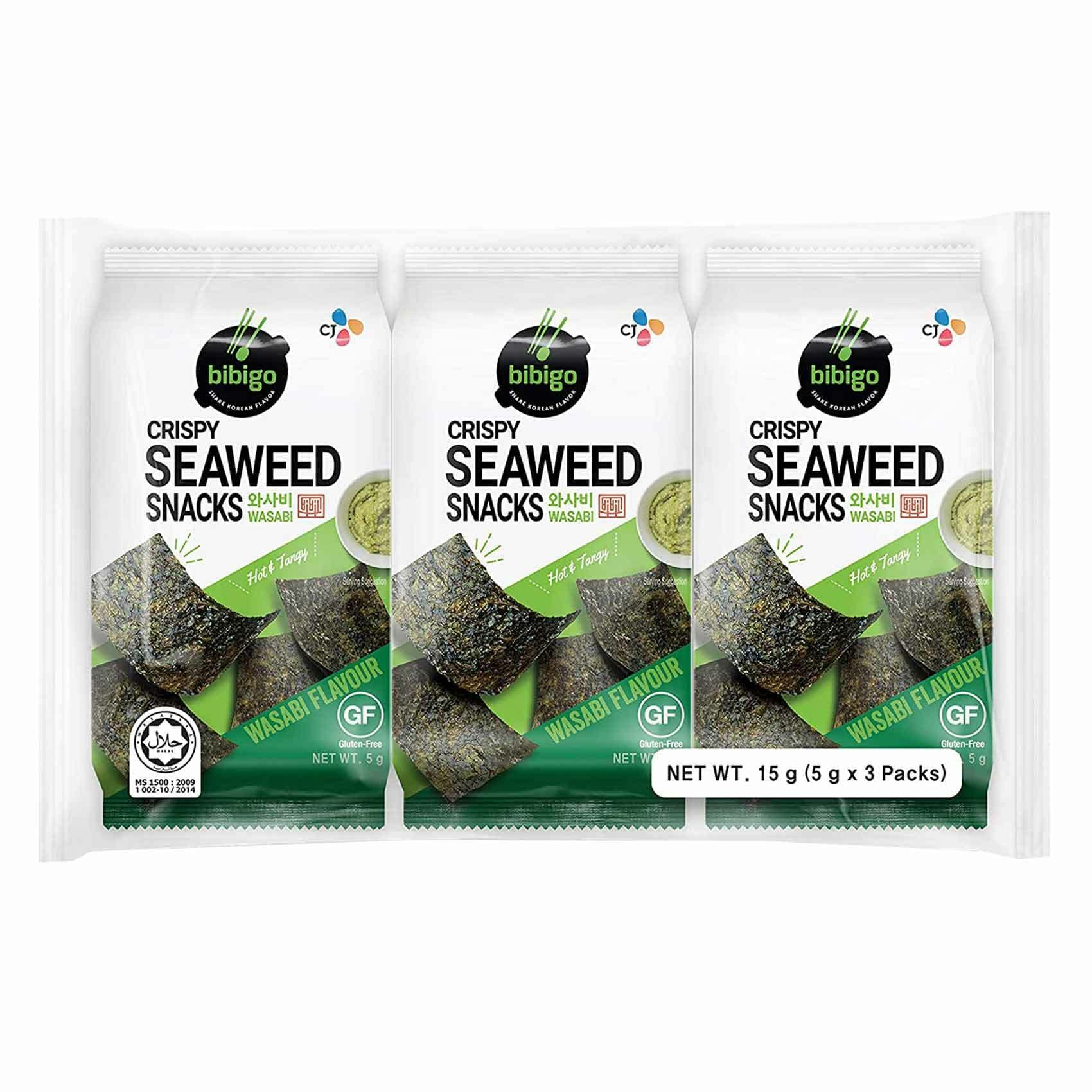 Bibigo crispy seaweed snack wasabi